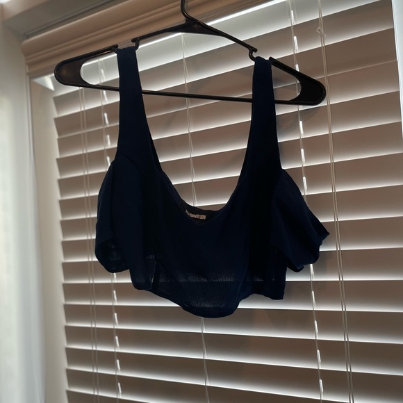 Reformation Crop Top Size 4 Navy with Lining Size 4 - Picture 5 of 8